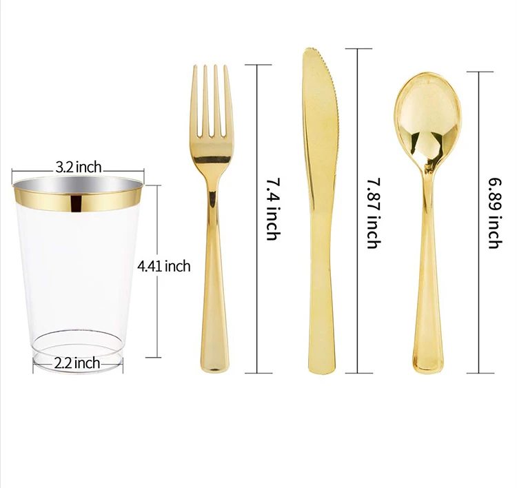 Gold Lace Design Formal Plastic Dinner Plate Set