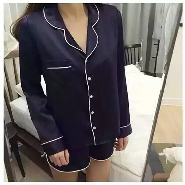 2019 spring and summer cardigan Korea Dongdaemun casual ladies home service silk pajamas set long-sleeved shorts
