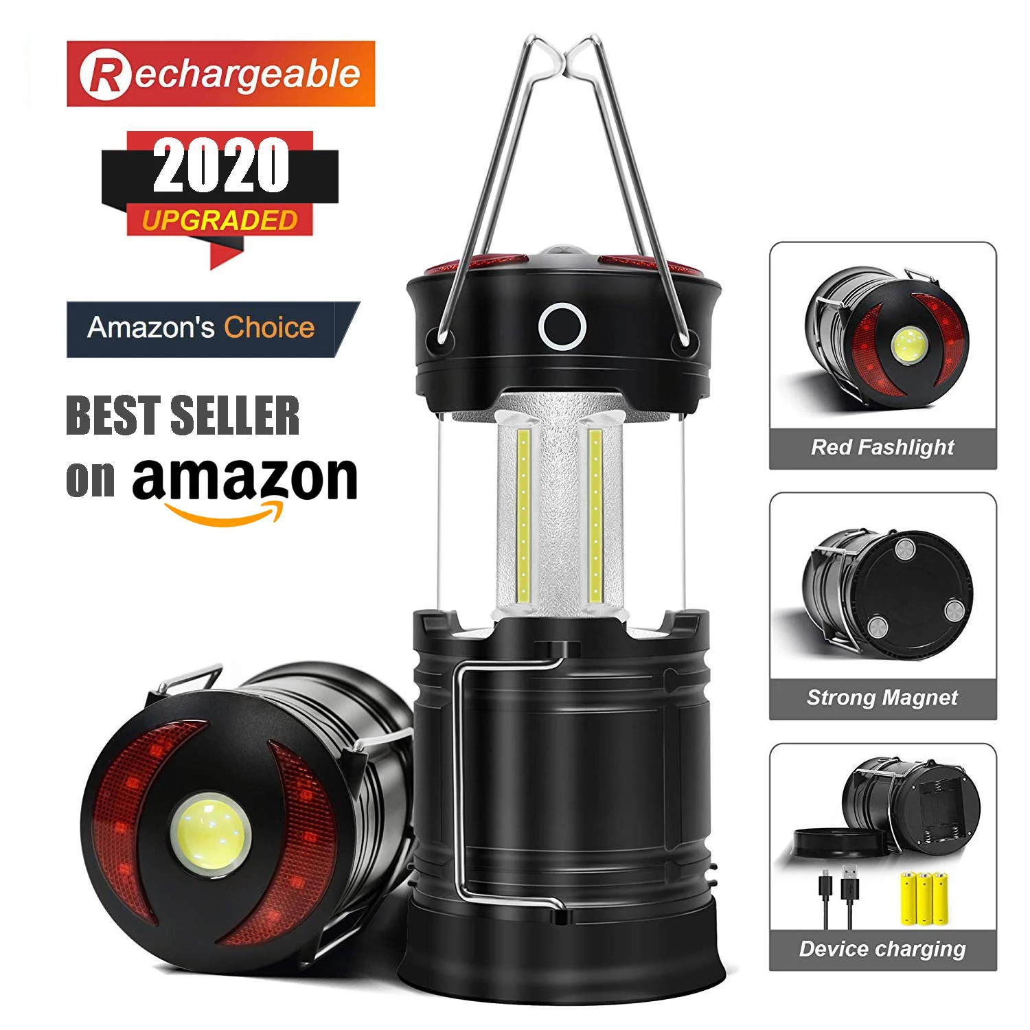 Ihualite All In 1 Portable Collapsible Folding Hanging Foldable Rechargeable 4 Cob Led