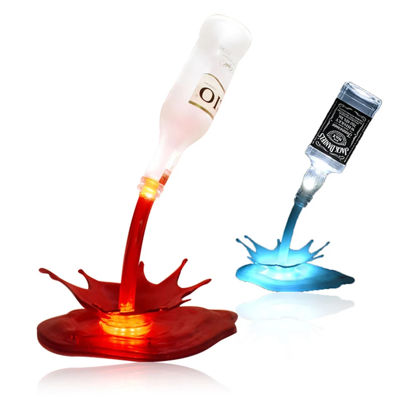 3D 7 Colors Led Pour Wine Bottle Lamp Touch Control Usb Desk Decorative Light For Bar Home