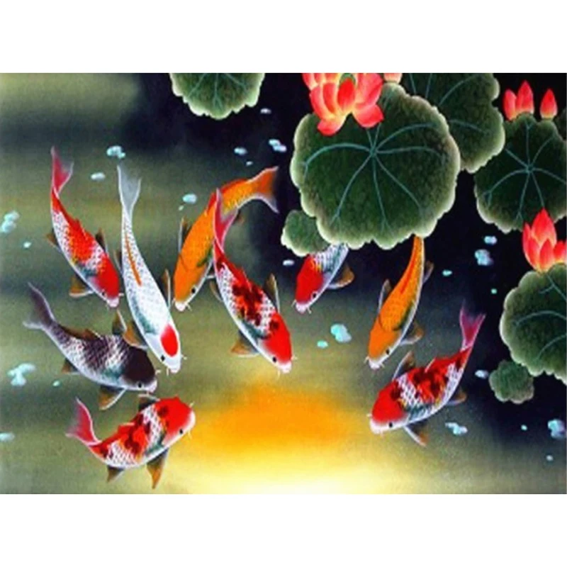 Full Square/Round Drill Koi Fish Needlework Animal paint by numbers Cross Stitch home decor 5D DIY Diamond Painting