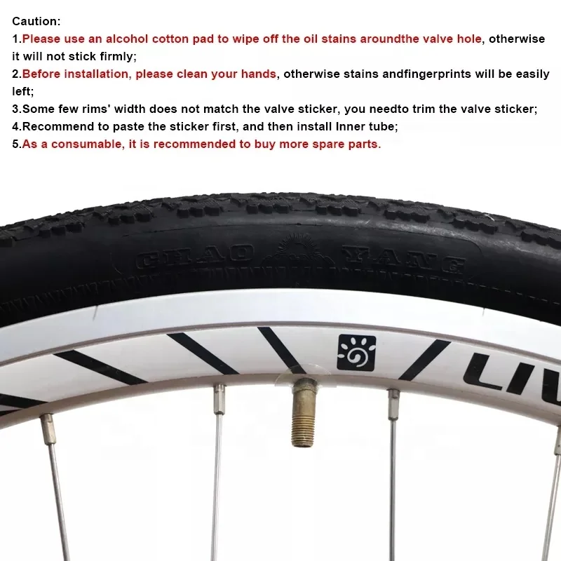 Qezodsx Juego de 30 pegatinas para válvula Presta para bicicleta junta de neumáticos para bicicleta de montaña protección para llantas de gas y boquilla para el aire de la manguera