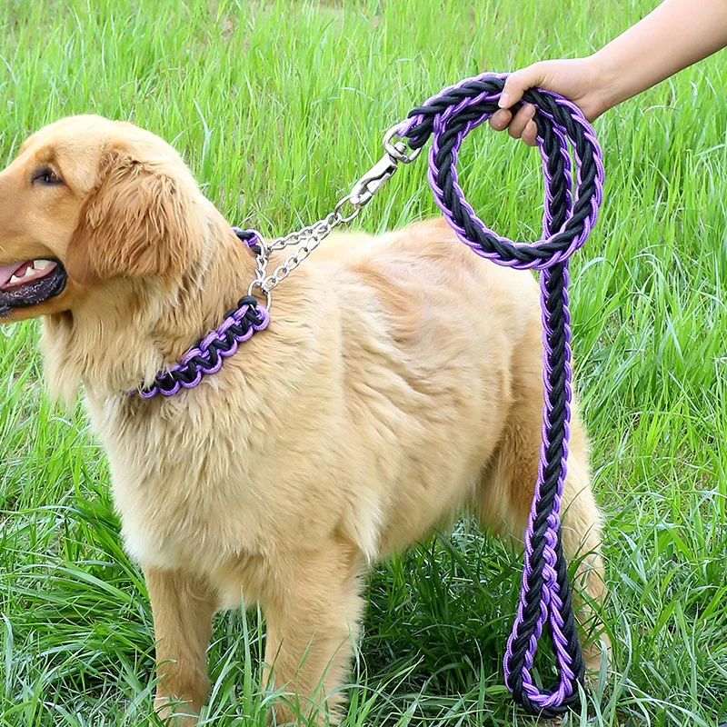 Eight Strand Round Rope Dog Walking Leads Large-Strong Dog Leashes and  Collar Sets