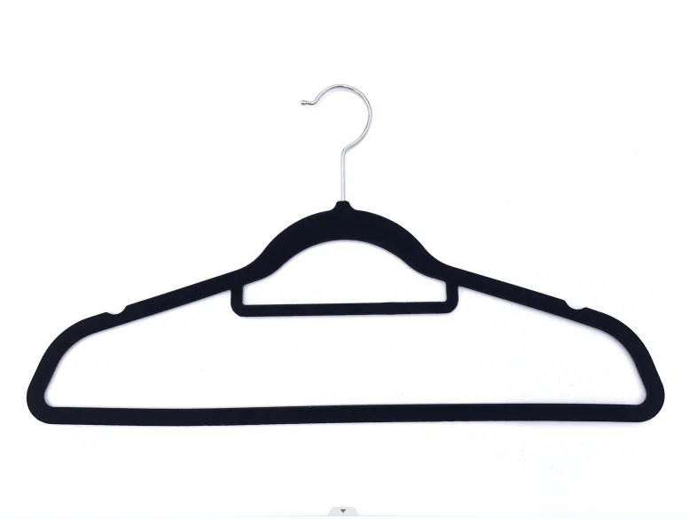 Wholesale Premium Black Space Save Nonslip Velvet Fabric Hangers