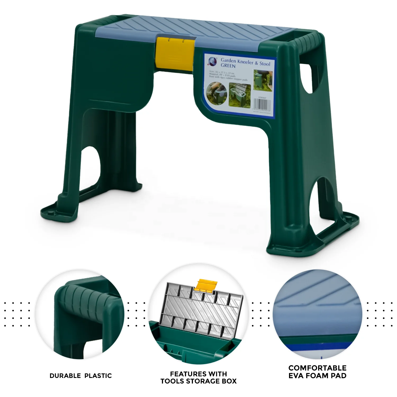 Plastic Garden Knee Stoofoam Pad Garden Seat Stool With Tool Bench Box ...