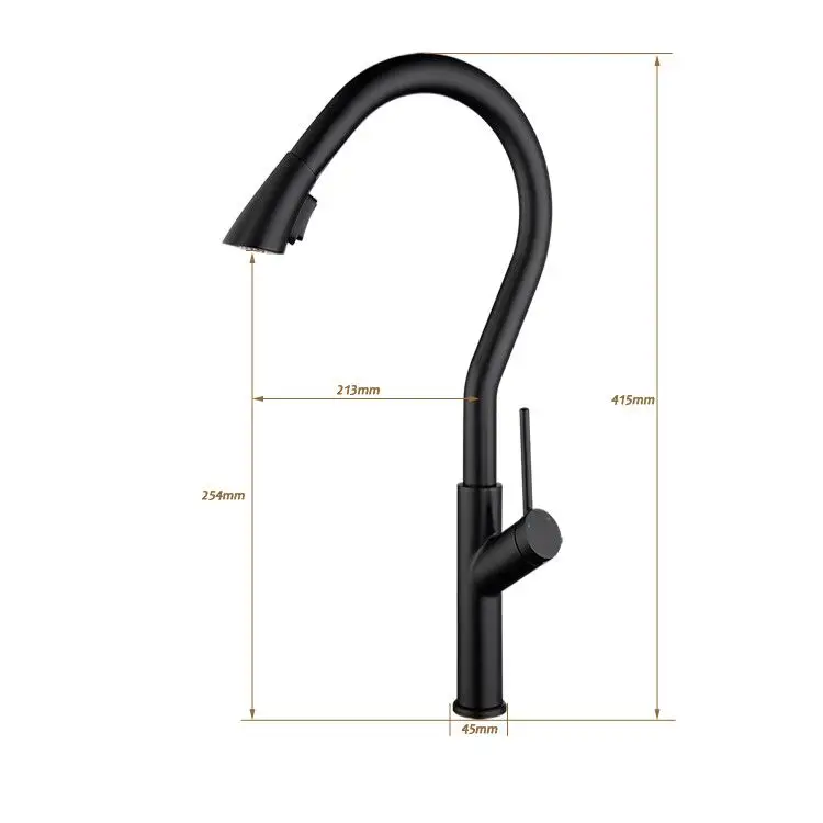Modern Brass Pull Out Kitchen Faucet Black Kitchen Sink Faucet For Flexible Hose