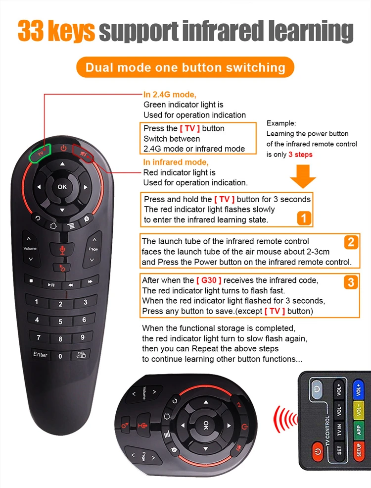 G30s G30 Remote Control 2.4g Wireless Keyboard Voice Air Mouse 33 Keys