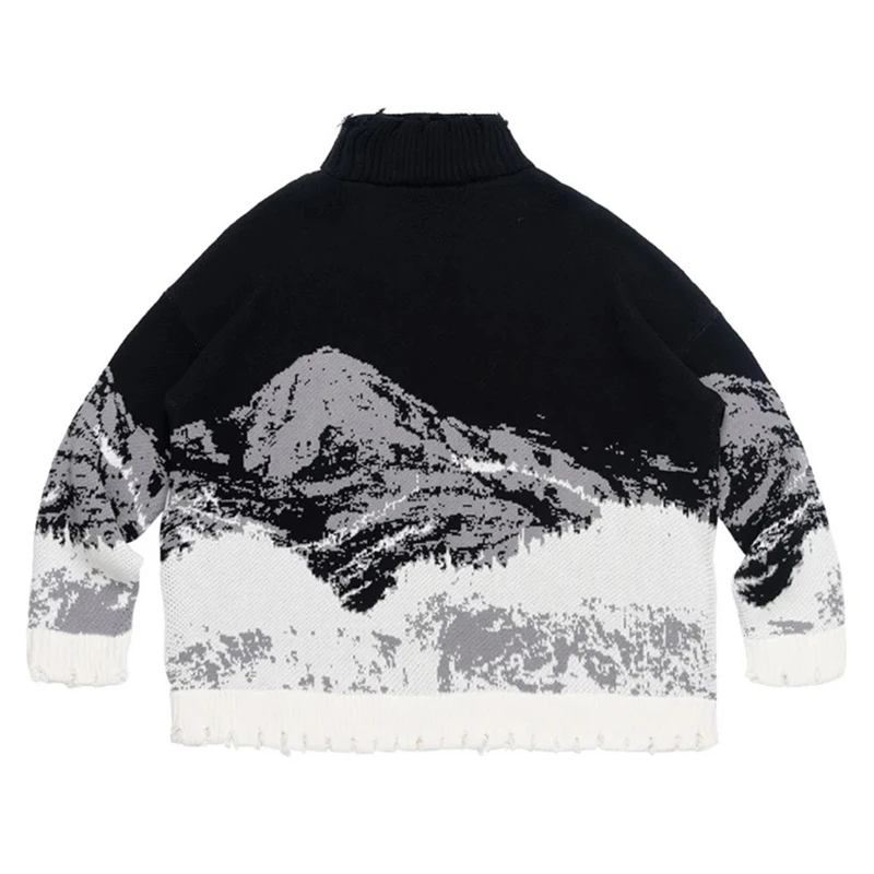 DiZNEW OEM Scenery Jacquard Design Knitwear Round Neck Neutral Plus Size Oversized Sweaters factory