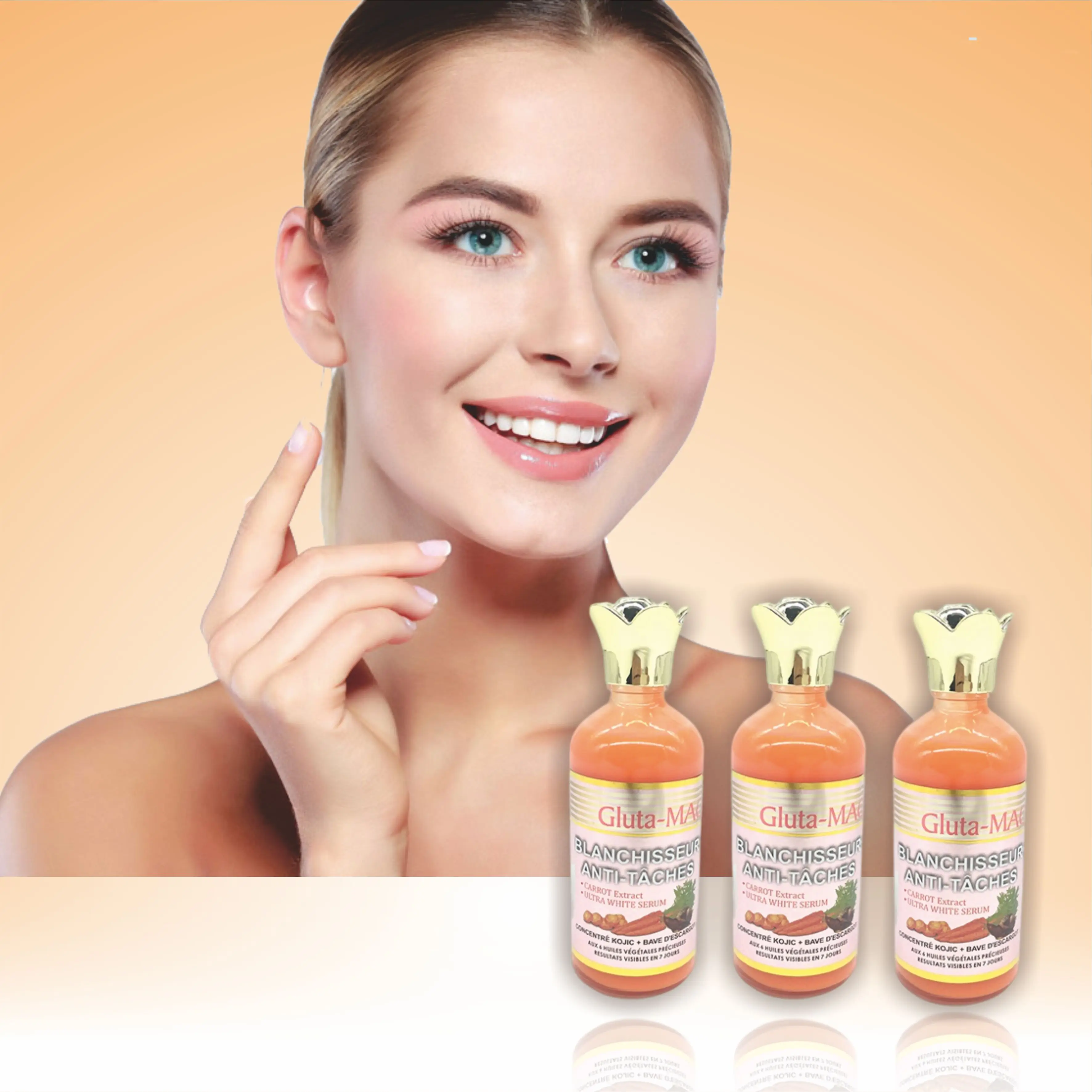 The Hot Sale Gluta Magic Acid Skin Care Super Whitening Serum Anti Spots Anti-taches Carrot Extract Ultra White Serum
