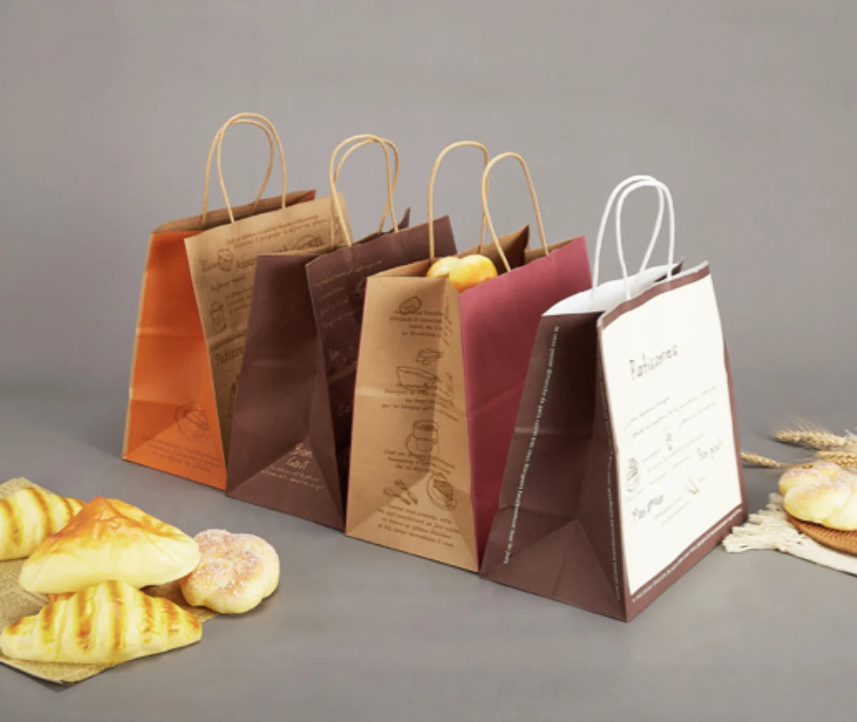 定制带扭曲纸柄的快餐袋,价格便宜的防水牛皮纸袋 - buy cheap kraft