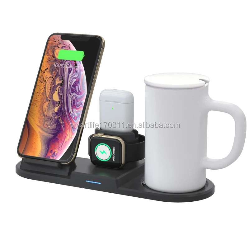 2020 new arrival 15W 4 in 1 Multifunction intelligent thermostatic free mug cup qi wireless charger for iPhone 11 PRO MAX