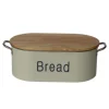 Factory Hot Sale oval Metal Kitchen Bread Bin with wood lid