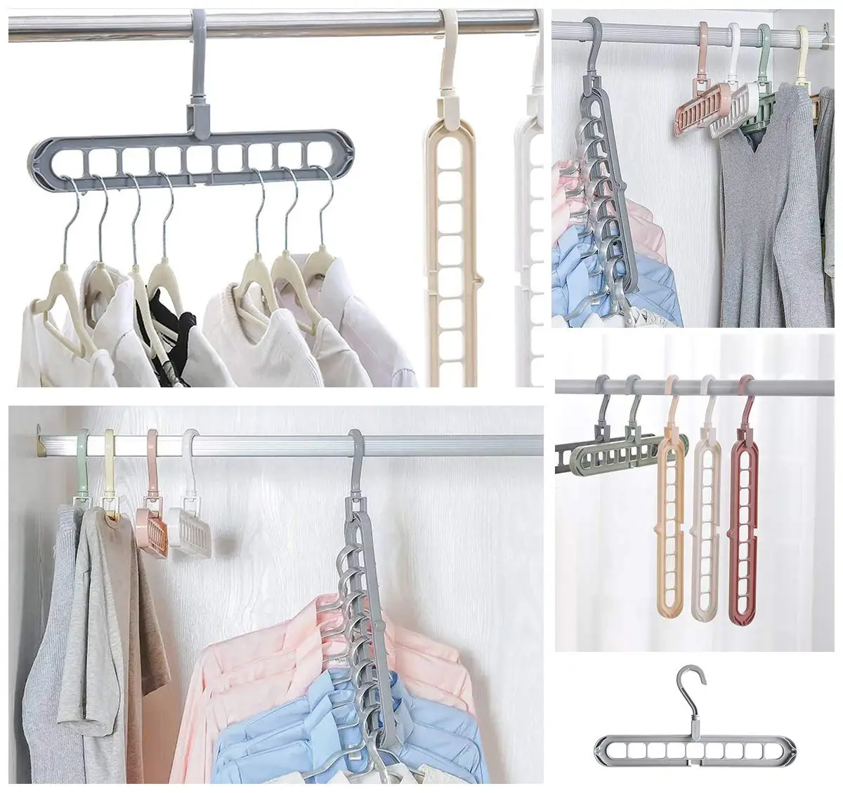 16PCS 9 Hole Wonder Magic Closet Hanger Organizer Hook Space Saving Clothes Rack 