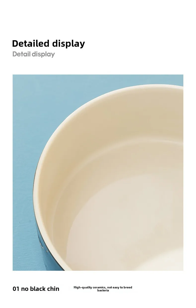 Ceramic Double Dog/Cat Food Bowl Protective Rack High Foot Design Solid Pattern Eco-Friendly Cervical Spine Protection Pet Water