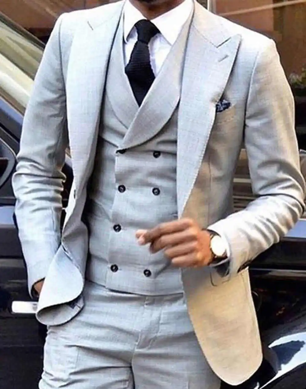 Ll119 3 Pieces Slim Fit Brown Yellow 