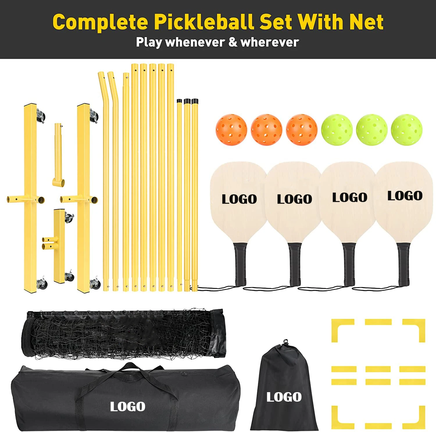 Foldable Pickleball Set Mini Tennis Net Portable Training Practice