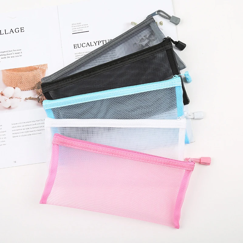 Wholesale Zipper Makeup Bag Nylon Transparent Mesh Cosmetic Bag For ...