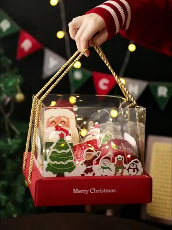 Wholesale Transparent Christmas Gift Box with Handle