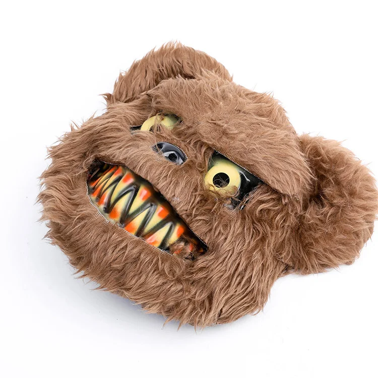万圣节派对棕色毛绒恐怖泰迪熊面具