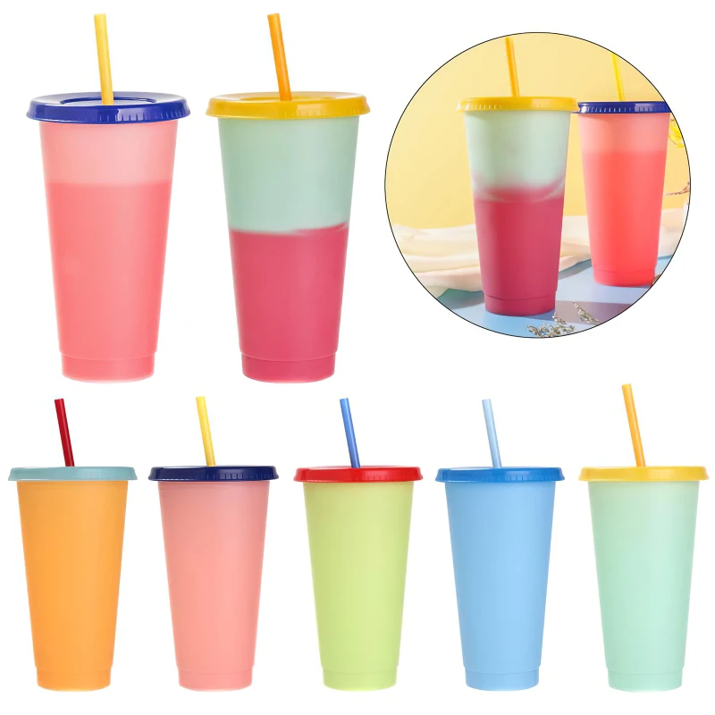 Color Changing Cups 16 Oz Reusable Cold Drink Cups With Lids And Straws   H5defae527984403082e813b57d000cc5m 