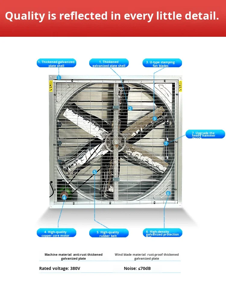 Power Louvered Exhaust Fan, 380/220V, Stainless - detail 6
