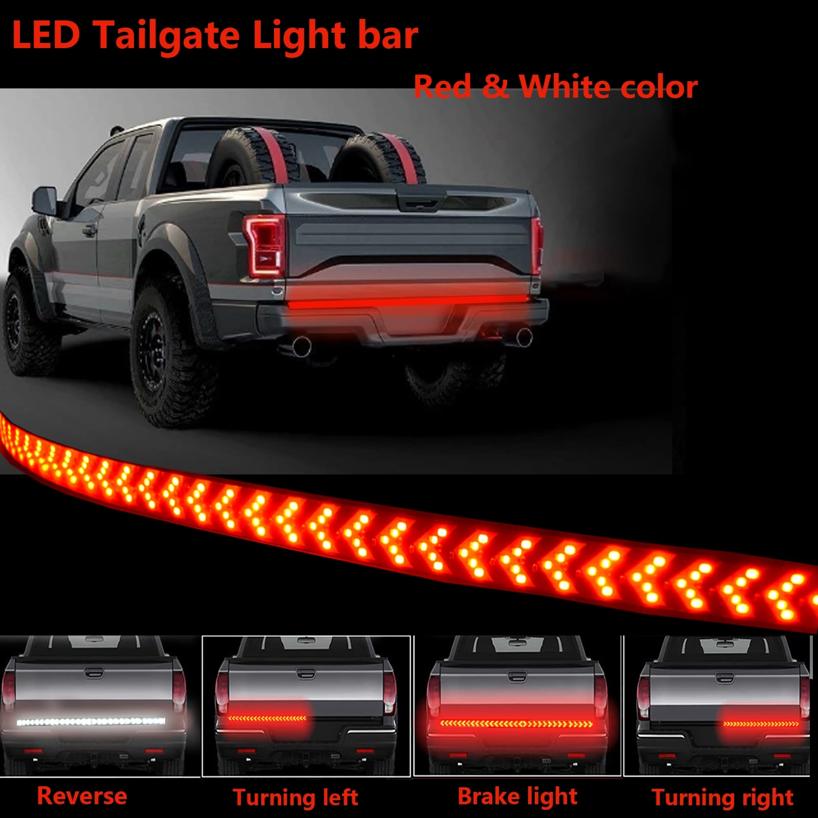 24" Truck Tailgate LED Strip Light Bar Car Reverse Brake Turn Signal Pickup Trailer Taillight 12V