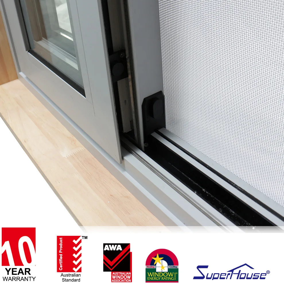 Aluminum sliding window with stainless steel security mesh and insert blinds with timber reveal