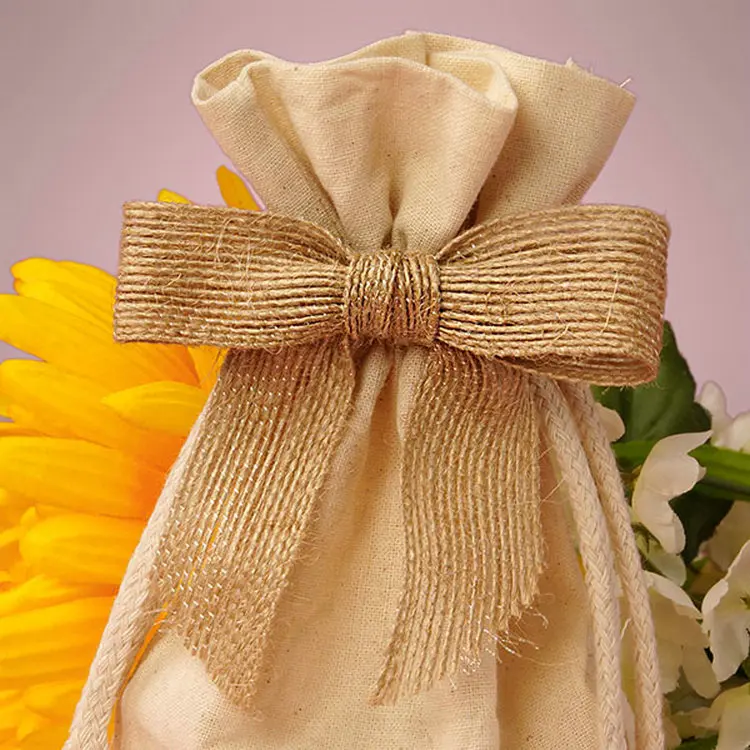 Pretied Nature Burlap Jute Ribbon Bows Jute Bow With Wire Twist Tie