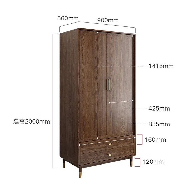 product-2020 new simple design wooden corner wardrobe bedroom set with clothes cabinet with 2 drawer