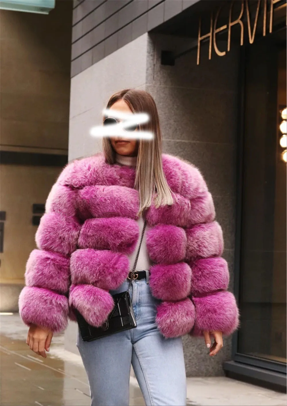 Womens Luxury Occident  Fox Fur Coat  Hooded Thick Fur Short Winter Warm Jackets 