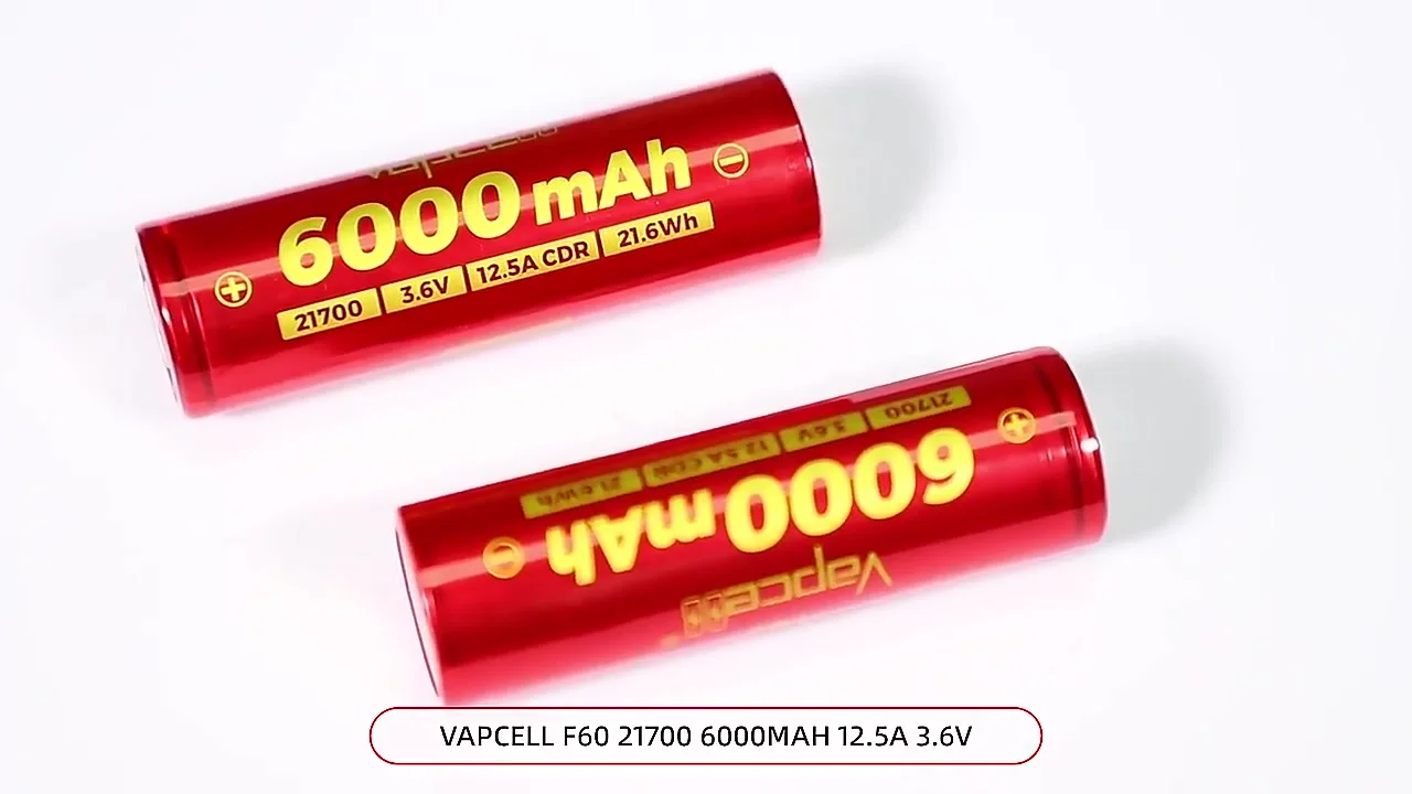High Capacity 21700 Battery 6000mah 3.6v VAPCELL F60 INR21700 Batteries  Lithium Rechargeable for Pack Electric Bicycles Scoote