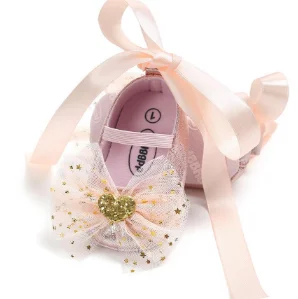 Bling PU leather bow-knot Rubber sole princess toddler baby girl shoes supplier