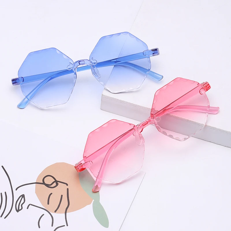 

2021 Sun Flower Kids fashion flexible soft Polygon colorful sunglasses whole children sun glasses cheap with promotion logo