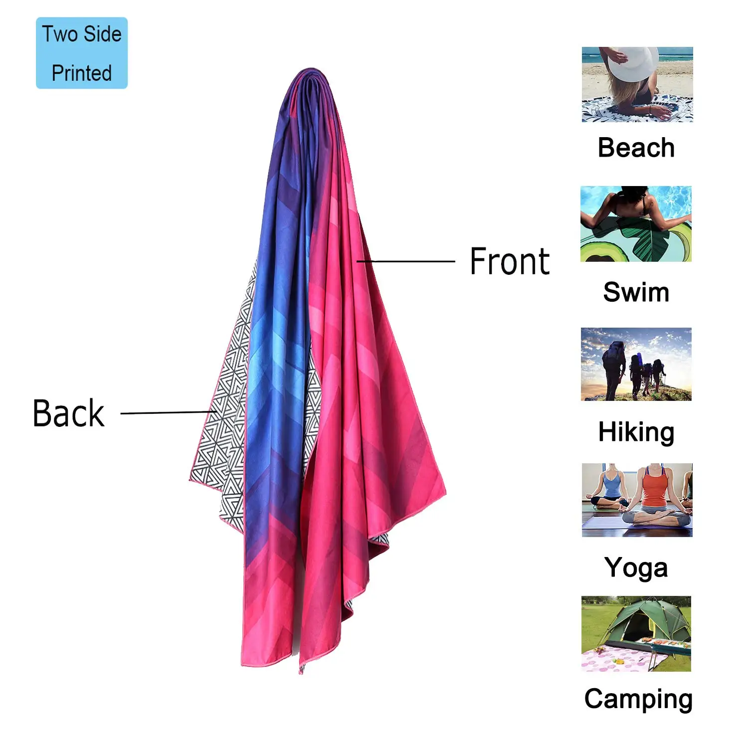 Microfiber recycled polyester Oversized Extra Large Sand Free Quick Dry Lightweight beach towel