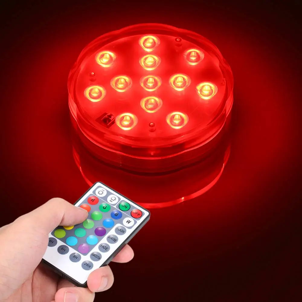 Waterproof Battery Operated Remote Control Multi Color 10 LED RGB Underwater Submersible LED Swimming Pool Lights