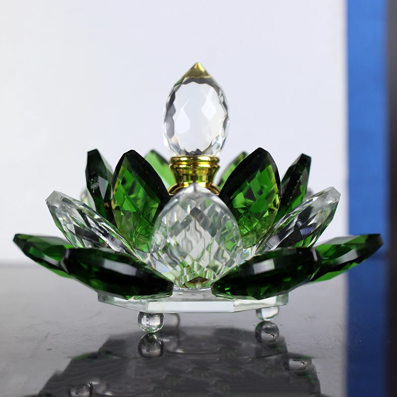 High Quality Cutting Crystal Lotus Flower Design Attar Oil Perfume 