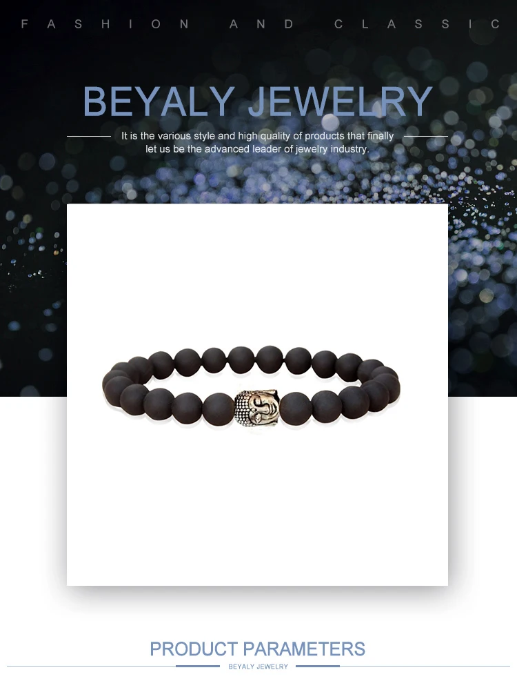 Dazzling cool men love black bead silver buddhist bracelet