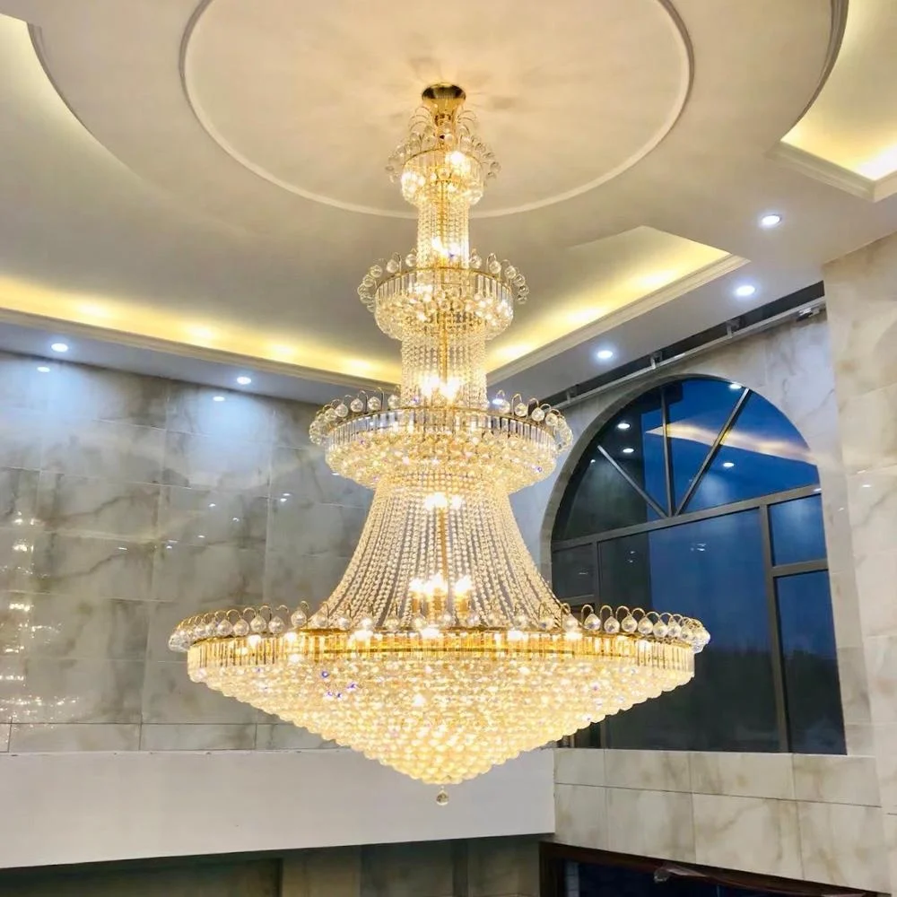 Modern Luxury Royal Gold Crystal Ball Chandelier Lighting Ceiling Lamp For Hotel Lobby Decor Lighting High Ceiling Decor