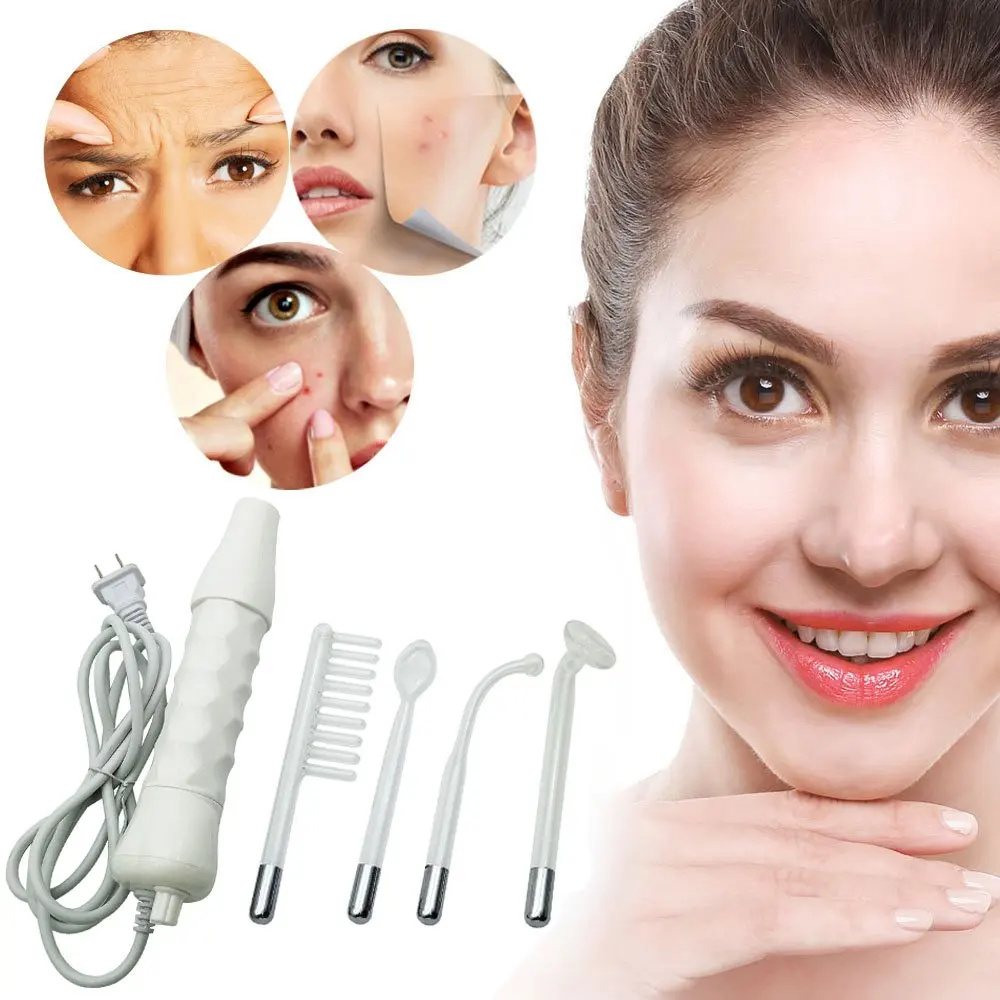 Portable 4 In 1 Electrode Handheld High Frequency Facial Wand Machine