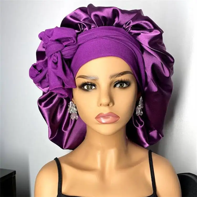 Wholesale New Design Custom Logo Extra Large Satin Bonnet With Wide ...