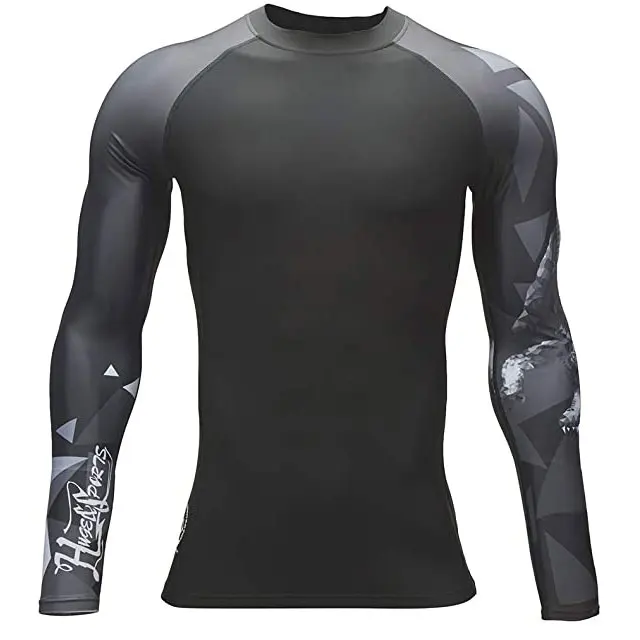 Custom Logo Printed Compression Shirt Uv Blank Mma Rash Guard
