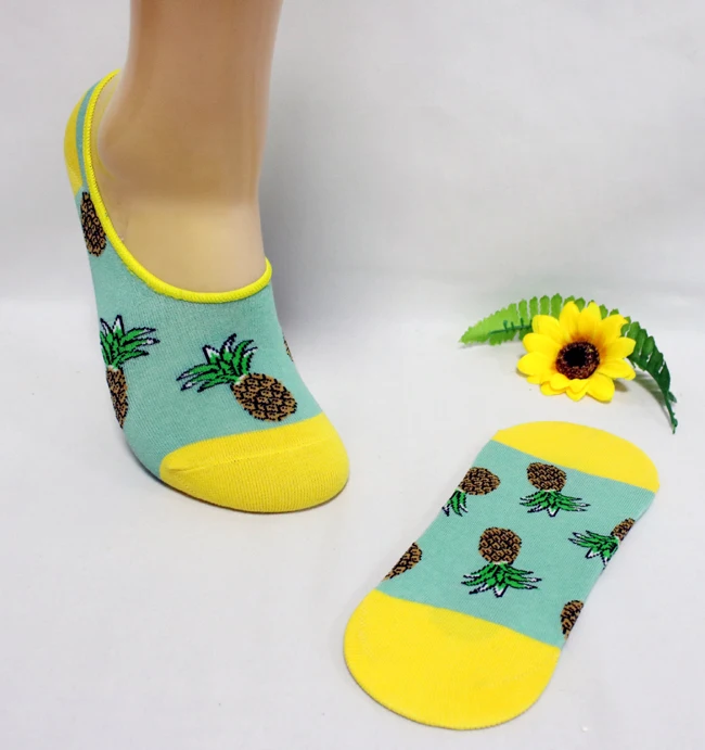 Wholesale Summer Fruits Patterned Women No Show Socks Cute Banana Cotton Invisible Happy Socks Girls