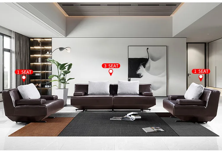 Pengpai Furniture Waiting Area Settee Custom 7 Seater Sofa Set