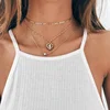 Vintage Lady Gold Cross Heart Necklace Layered Pendant Necklace