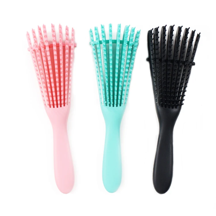 Green Easy Detangle Comb Private Label Silicone Curly Bristle ...