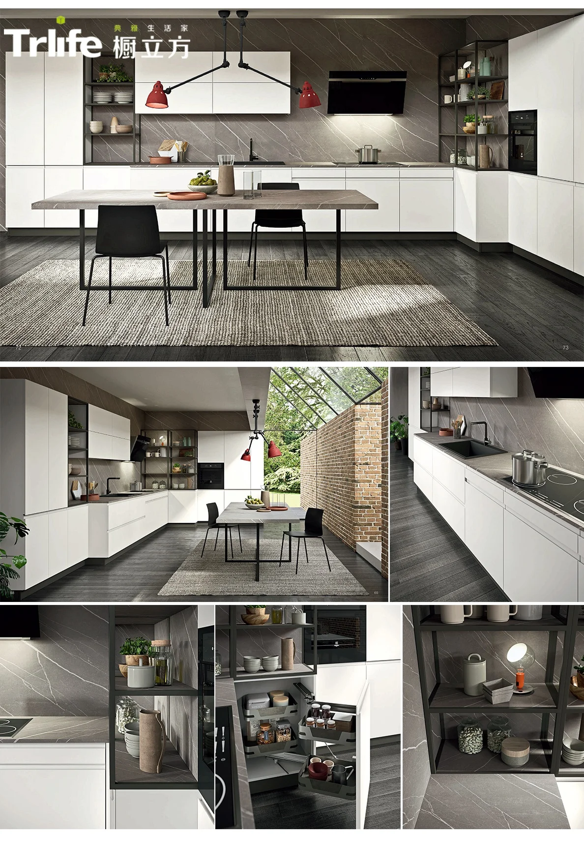 Customized manufacturers Modern industrial style mdf kitchen cabinet cabinet wood household prefab kitchen furniture set