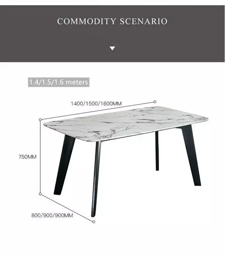 Nordic modern minimalist home rectangular marble dining table
