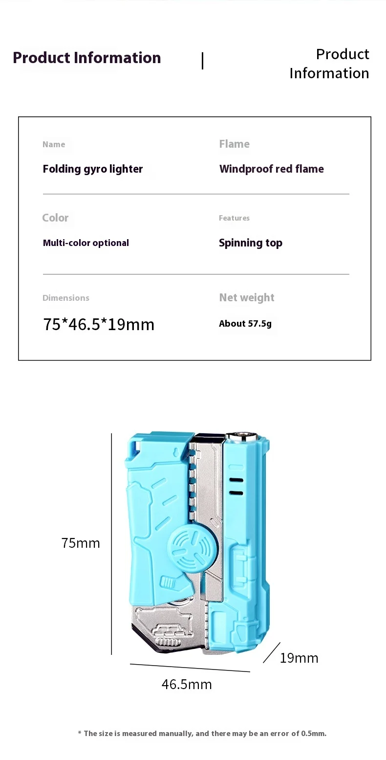 2-in-1 Modern & Classic Folding Rotary Decompression Lighter New Deformation Cyber Celebrity Gift Plastic Material for Smoke