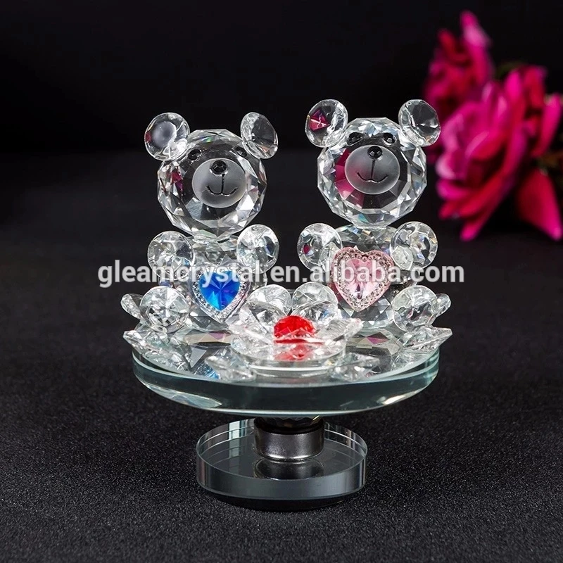 Gleam Funny Small Crystal Flower And Bear For Gilr Teddy Bear Crystal