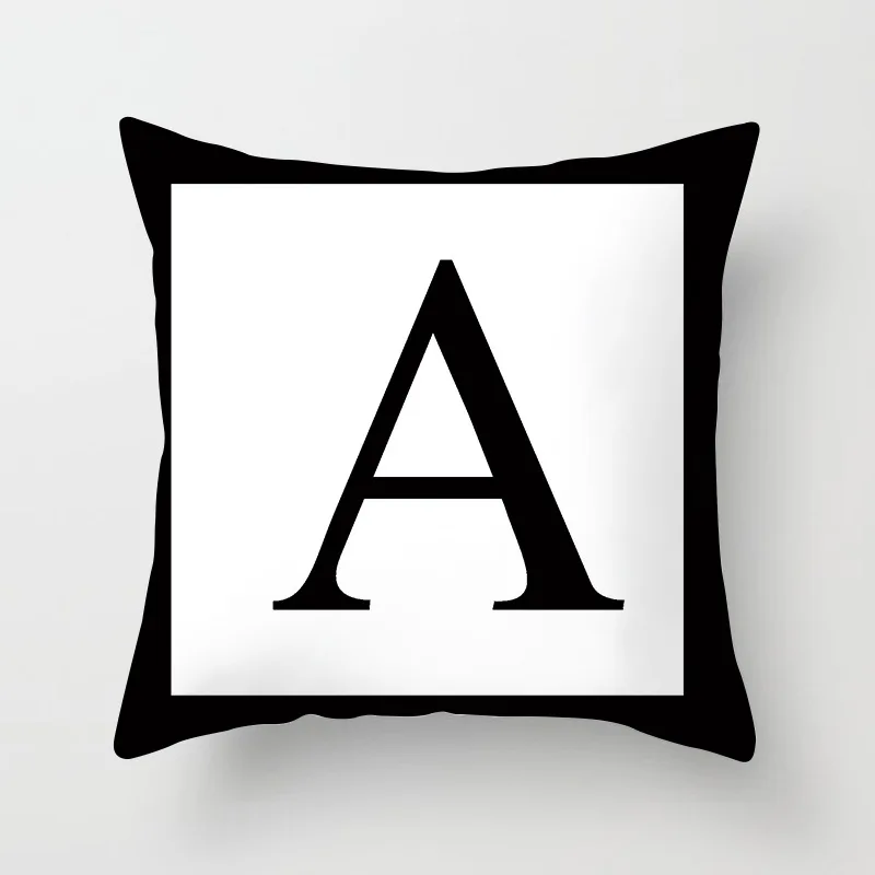 26 letters cushion cover black and white english alphabet throw